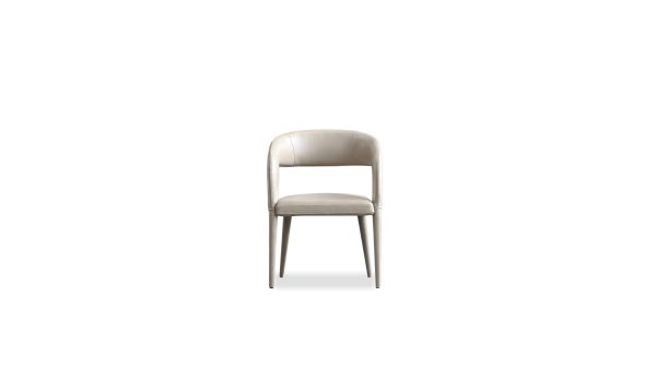 AVALON Taupe Leather Dining Armchair with Metal 1 2