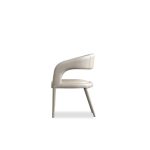 AVALON Taupe Leather Dining Armchair with Metal