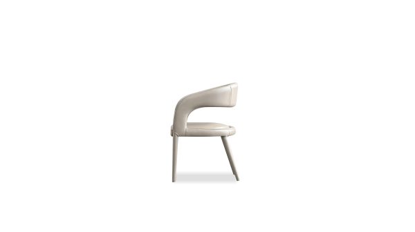 AVALON Taupe Leather Dining Armchair with Metal 2 2