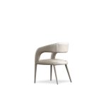 AVALON Taupe Leather Dining Armchair with Metal