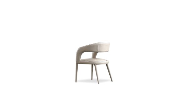 AVALON Taupe Leather Dining Armchair with Metal 3 2