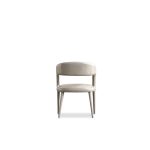 AVALON Taupe Leather Dining Armchair with Metal
