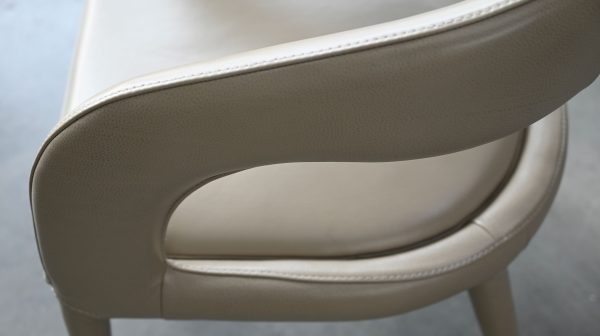AVALON Taupe Leather Dining Armchair with Metal 5 2