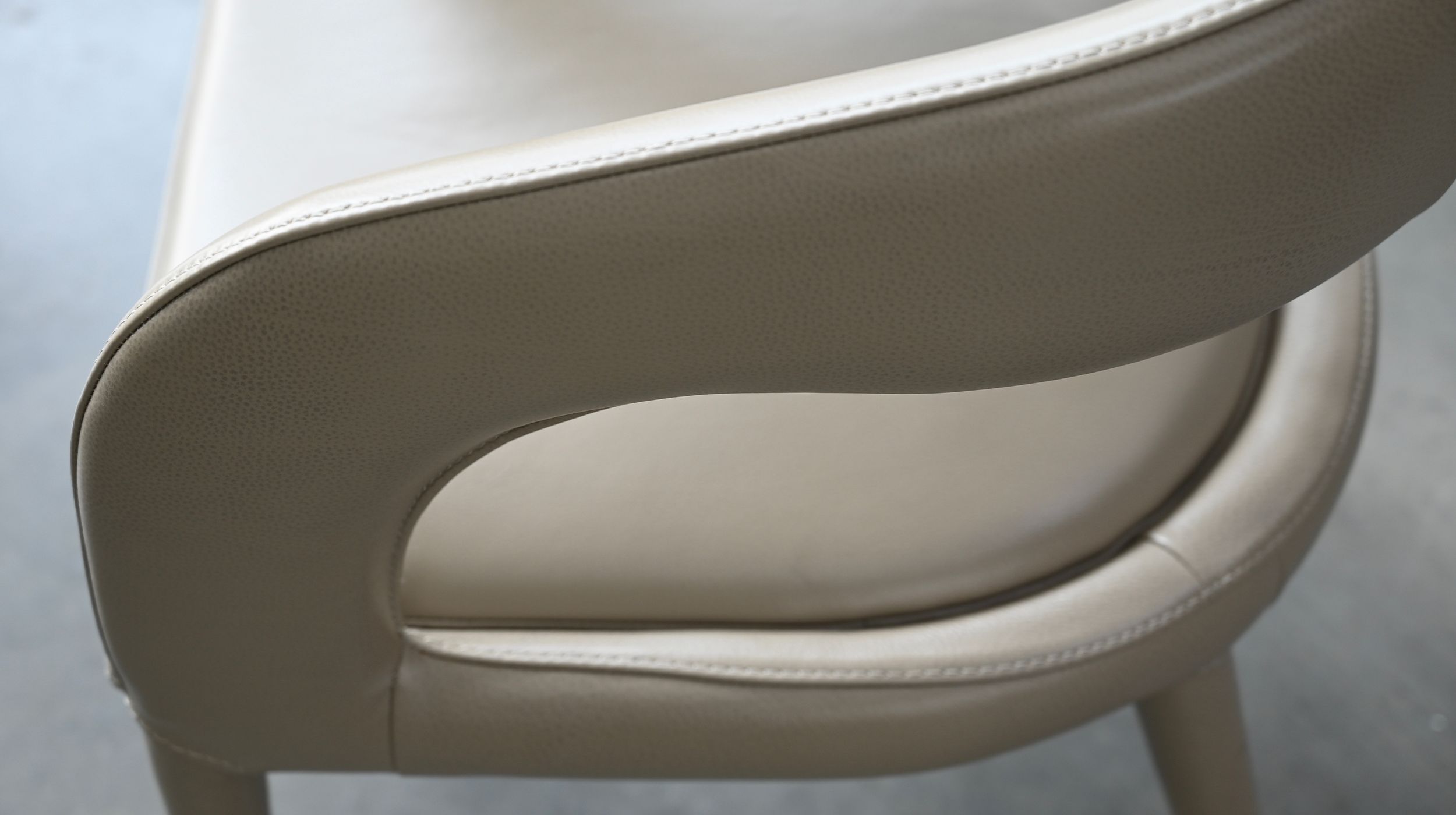 AVALON Taupe Leather Dining Armchair with Metal 6 AVALON Taupe Leather Dining Armchair with Metal - Image 6