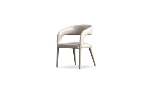AVALON Taupe Leather Dining Armchair with Metal 7