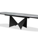 AVENTADOR Ceramic Top Double Extension Dining Table Black Steel Base