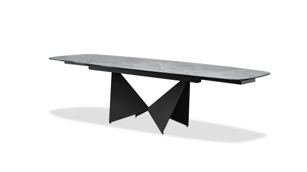 AVENTADOR Ceramic Top Double Extension Dining Table Black Steel Base 3