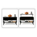 Mid-Century Black Lift-Top Coffee Table with Storage Compartments