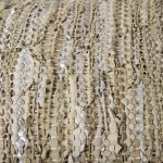 Aadhya 16.0L x 16.0W x 16.0H Taupe/Silver Leather and Cotton Pouf