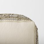 Aadhya 16.0L x 16.0W x 16.0H Taupe/Silver Leather and Cotton Pouf