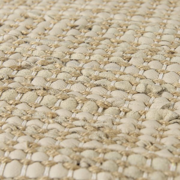 Aalia 16.0L x 16.0W x 16.0H Beige Leather and Jute Pouf 5