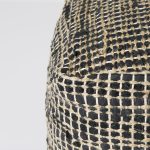 Aalia 16.0L x 16.0W x 16.0H Charcoal Leather and Jute Pouf