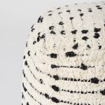 Aarohi 16.0L x 16.0W x 16.0H Cream/Black Cotton Patterned Pouf