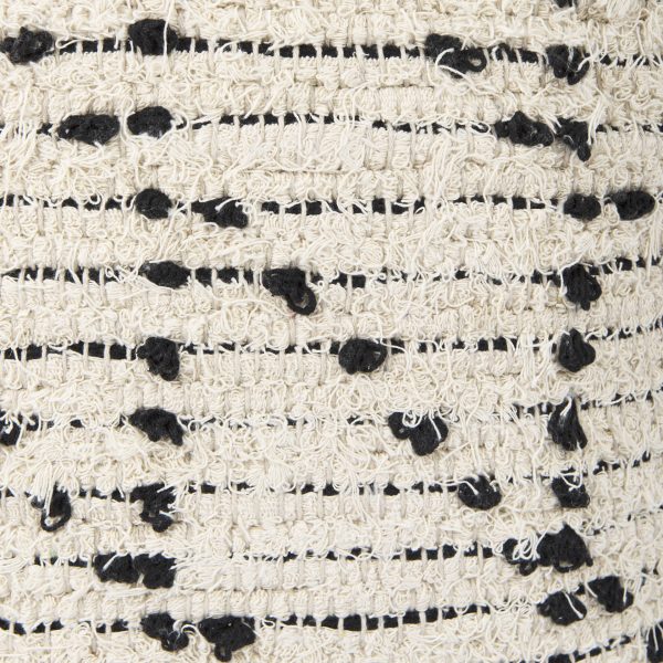 Aarohi 16.0L x 16.0W x 16.0H CreamBlack Cotton Patterned Pouf 9