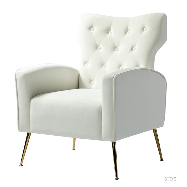 Abadiana Ivory Velvet Wingback Accent Chair