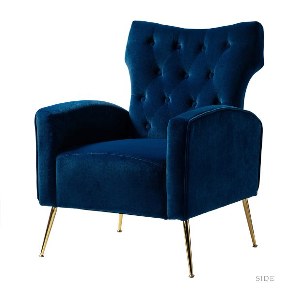 Abadiana Velvet Wingback Accent Chair with Golden Metal Legs