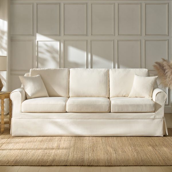 Abegail Linen Slipcovered Farmhouse Down Blend Sofa 1