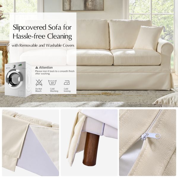 Abegail Linen Slipcovered Farmhouse Down Blend Sofa 2