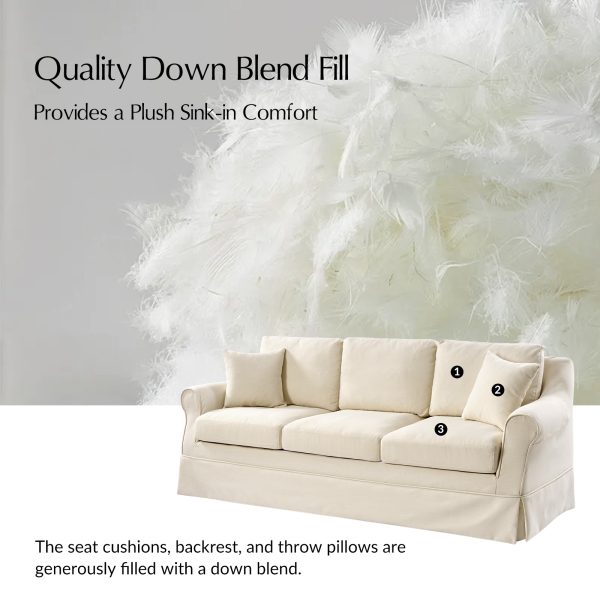 Abegail Linen Slipcovered Farmhouse Down Blend Sofa 3