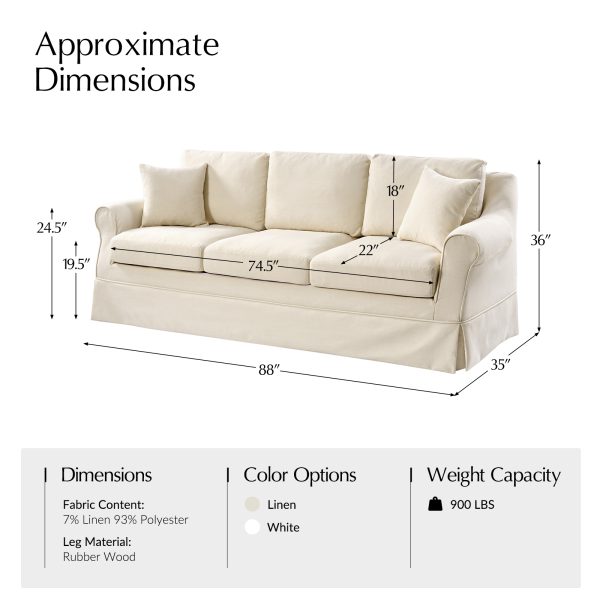 Abegail Linen Slipcovered Farmhouse Down Blend Sofa 4