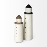 Abner (Large) 4L x 4W White Wooden Coastal Lighthouse