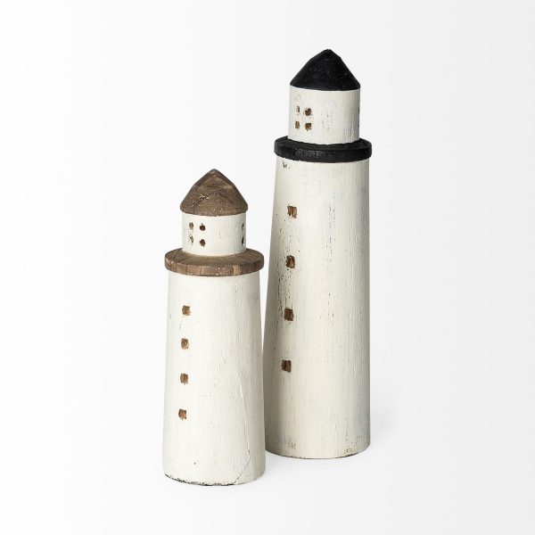 Abner Large 4L x 4W White Wooden Coastal Lighthouse 3