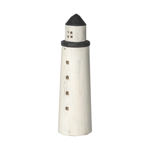 Abner Large 4L x 4W White Wooden Coastal Lighthouse