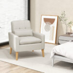Ergonomic Accent Chair with Lumbar Pillow and Rubber Wood Legs 8 Ergonomic Accent Chair with Lumbar Pillow and Rubber Wood Legs