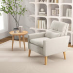 Ergonomic Accent Chair with Lumbar Pillow and Rubber Wood Legs 9 Ergonomic Accent Chair with Lumbar Pillow and Rubber Wood Legs