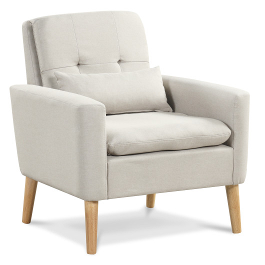 Ergonomic Accent Chair with Lumbar Pillow and Rubber Wood Legs 3 Ergonomic Accent Chair with Lumbar Pillow and Rubber Wood Legs - Image 3