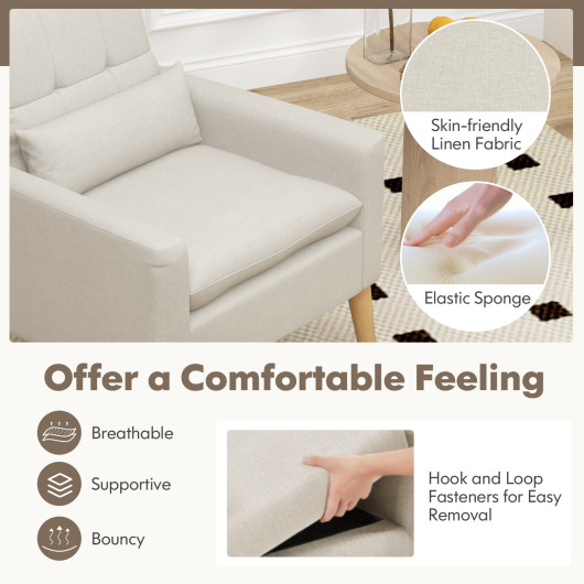 Ergonomic Accent Chair with Lumbar Pillow and Rubber Wood Legs 6 Ergonomic Accent Chair with Lumbar Pillow and Rubber Wood Legs - Image 6