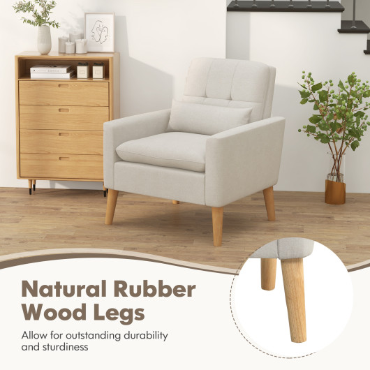 Ergonomic Accent Chair with Lumbar Pillow and Rubber Wood Legs 7 Ergonomic Accent Chair with Lumbar Pillow and Rubber Wood Legs - Image 7