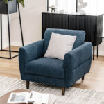 Modern Upholstered Fabric Accent Chair with Wood Legs