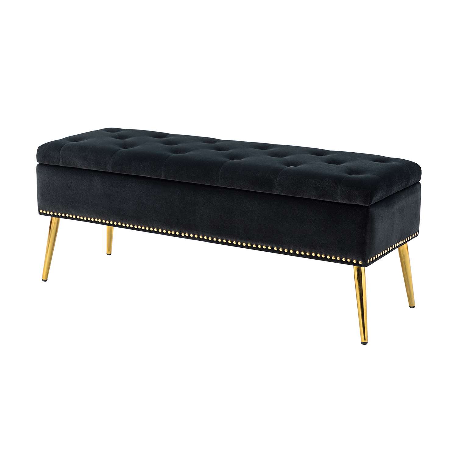 Achilles Black Tufted Storage Bench with Nailhead Trim 2 Achilles Black Tufted Storage Bench with Nailhead Trim - Image 2