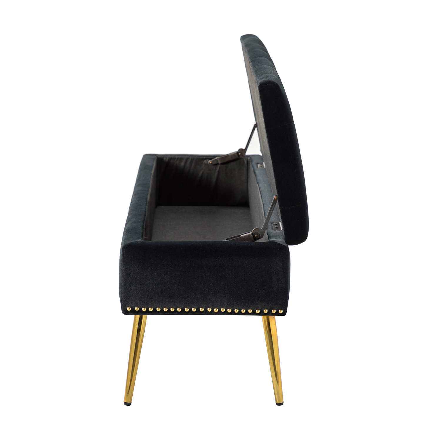 Achilles Black Tufted Storage Bench with Nailhead Trim 3 Achilles Black Tufted Storage Bench with Nailhead Trim - Image 3