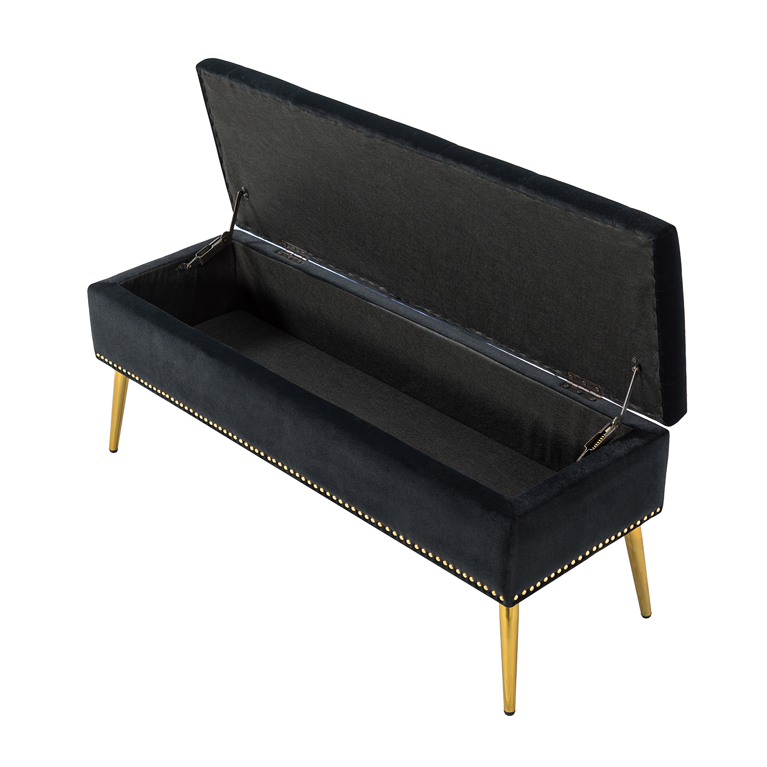 Achilles Black Tufted Storage Bench with Nailhead Trim 4 Achilles Black Tufted Storage Bench with Nailhead Trim - Image 4