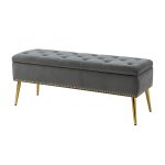 Achilles Grey Tufted Nailhead Trim Storage Bench 7 Achilles Grey Tufted Nailhead Trim Storage Bench