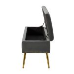 Achilles Grey Tufted Nailhead Trim Storage Bench 8 Achilles Grey Tufted Nailhead Trim Storage Bench