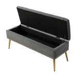 Achilles Grey Tufted Nailhead Trim Storage Bench 9 Achilles Grey Tufted Nailhead Trim Storage Bench