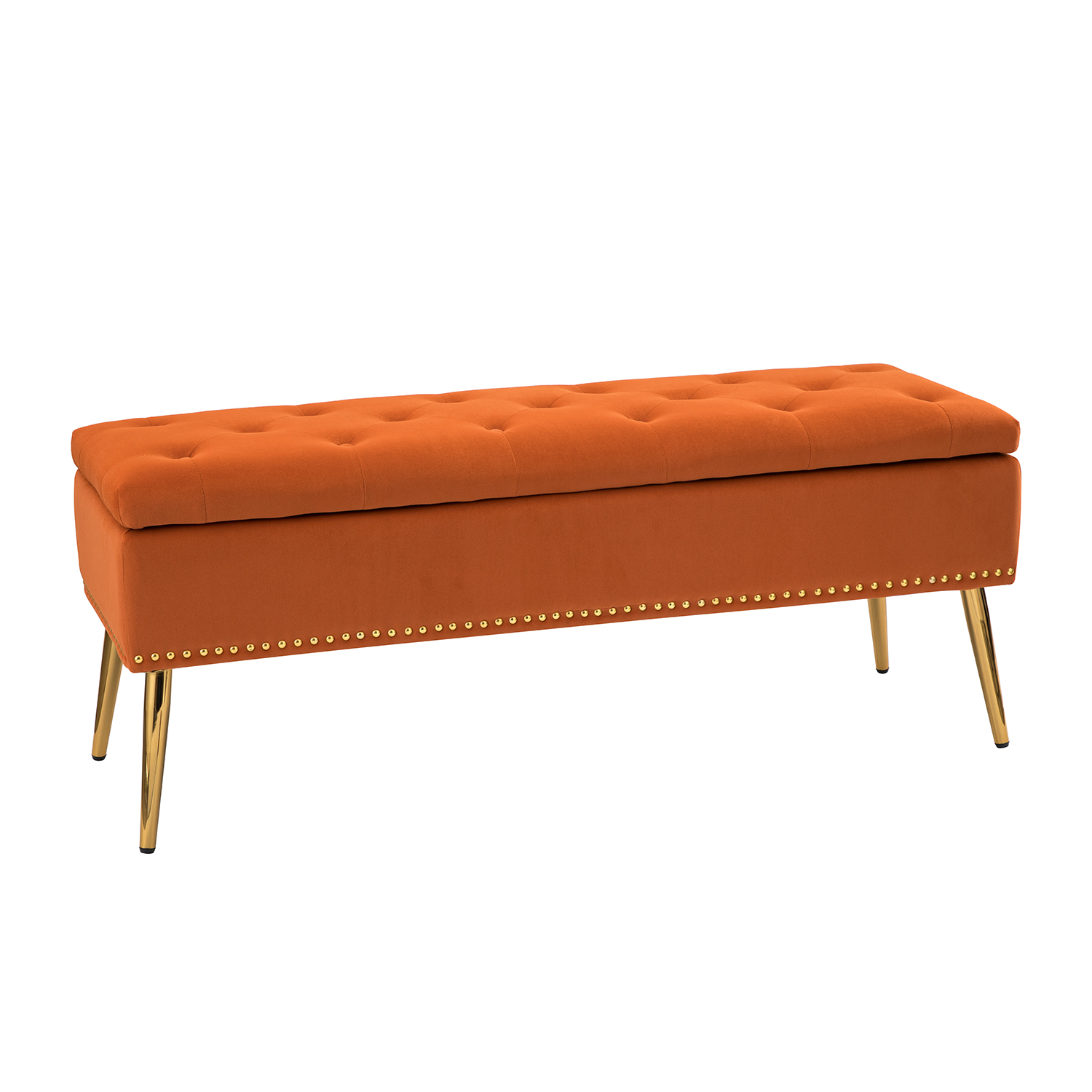 Achilles Orange Tufted Nailhead Storage Bench 2 Achilles Orange Tufted Nailhead Storage Bench - Image 2
