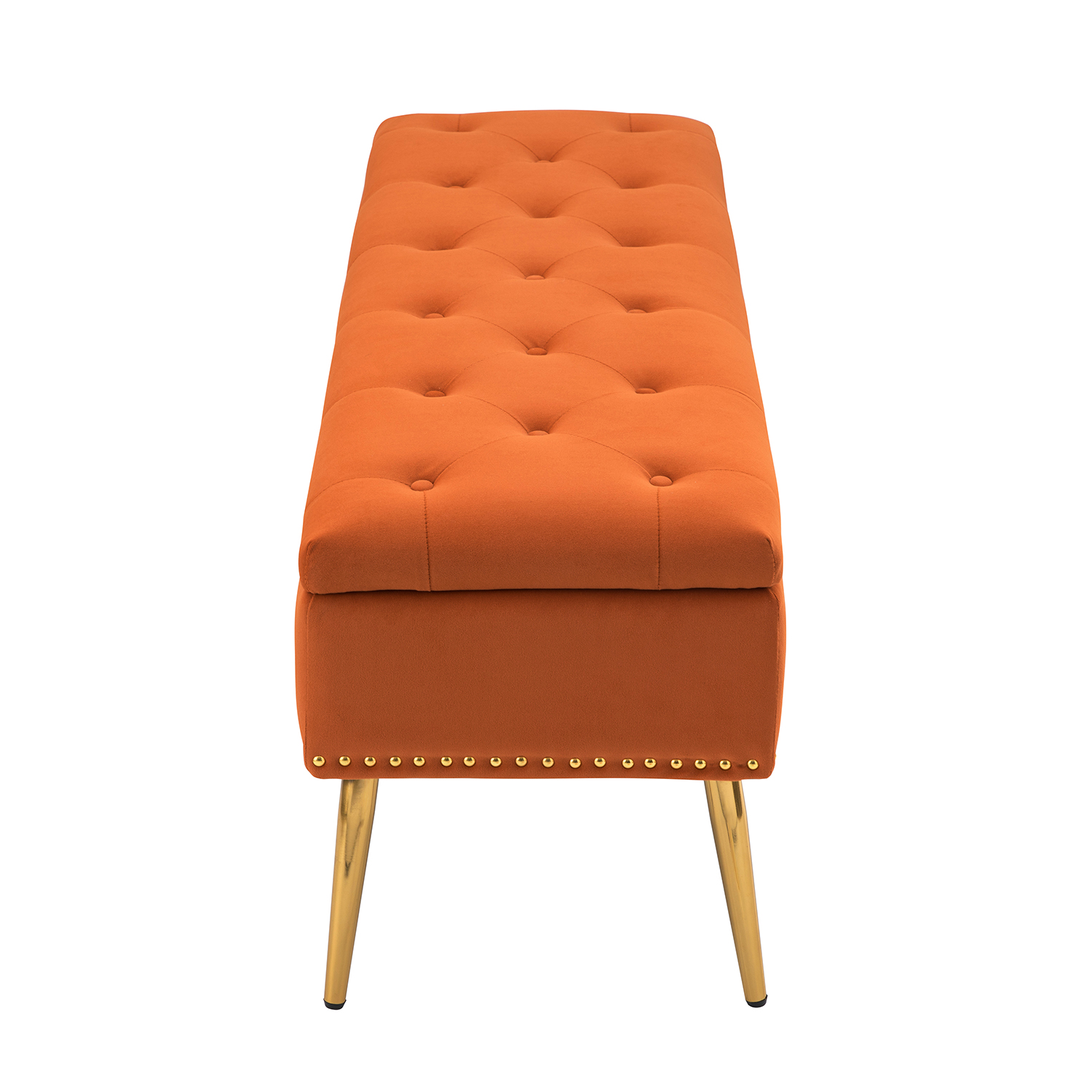 Achilles Orange Tufted Nailhead Storage Bench 3 Achilles Orange Tufted Nailhead Storage Bench - Image 3