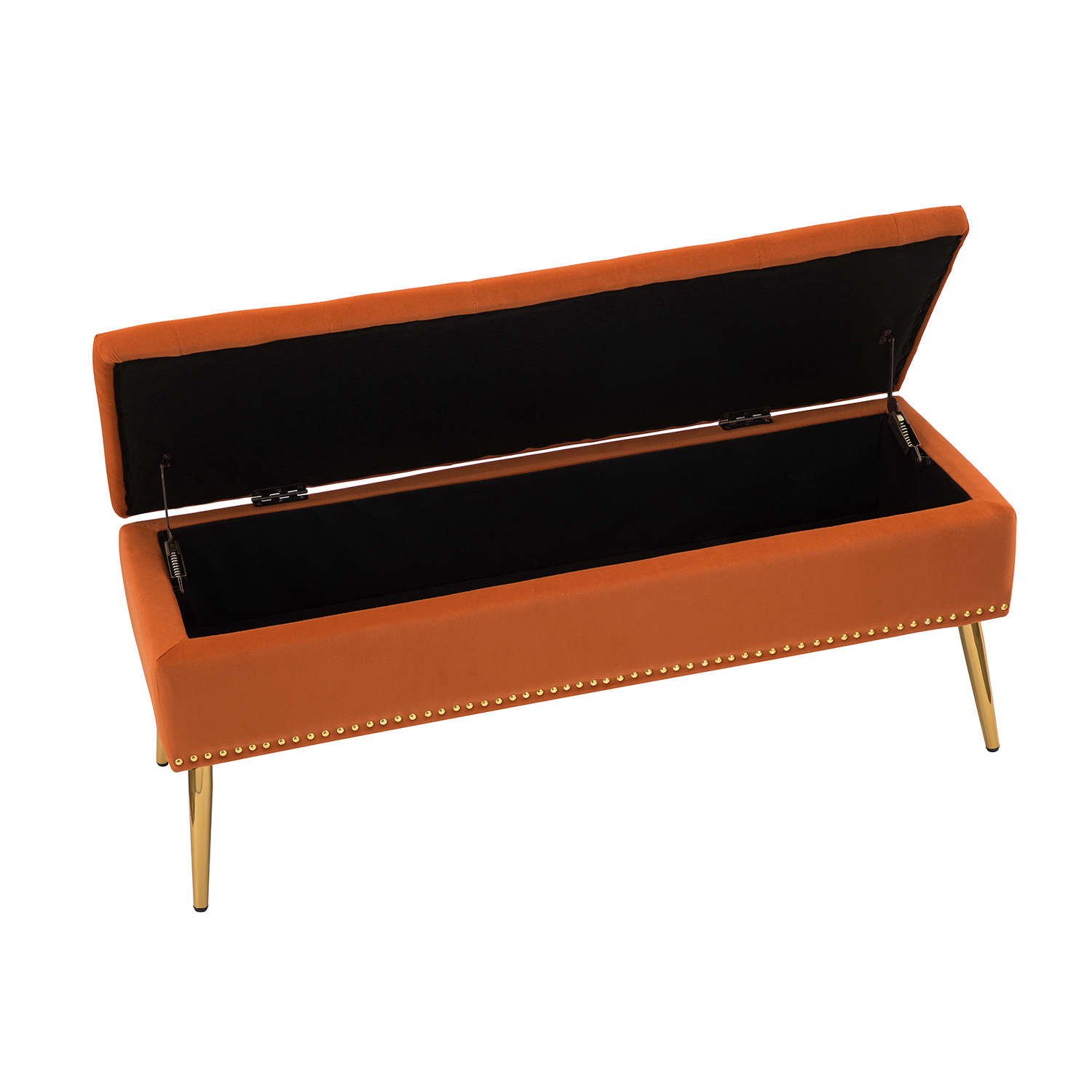 Achilles Orange Tufted Nailhead Storage Bench 4 Achilles Orange Tufted Nailhead Storage Bench - Image 4