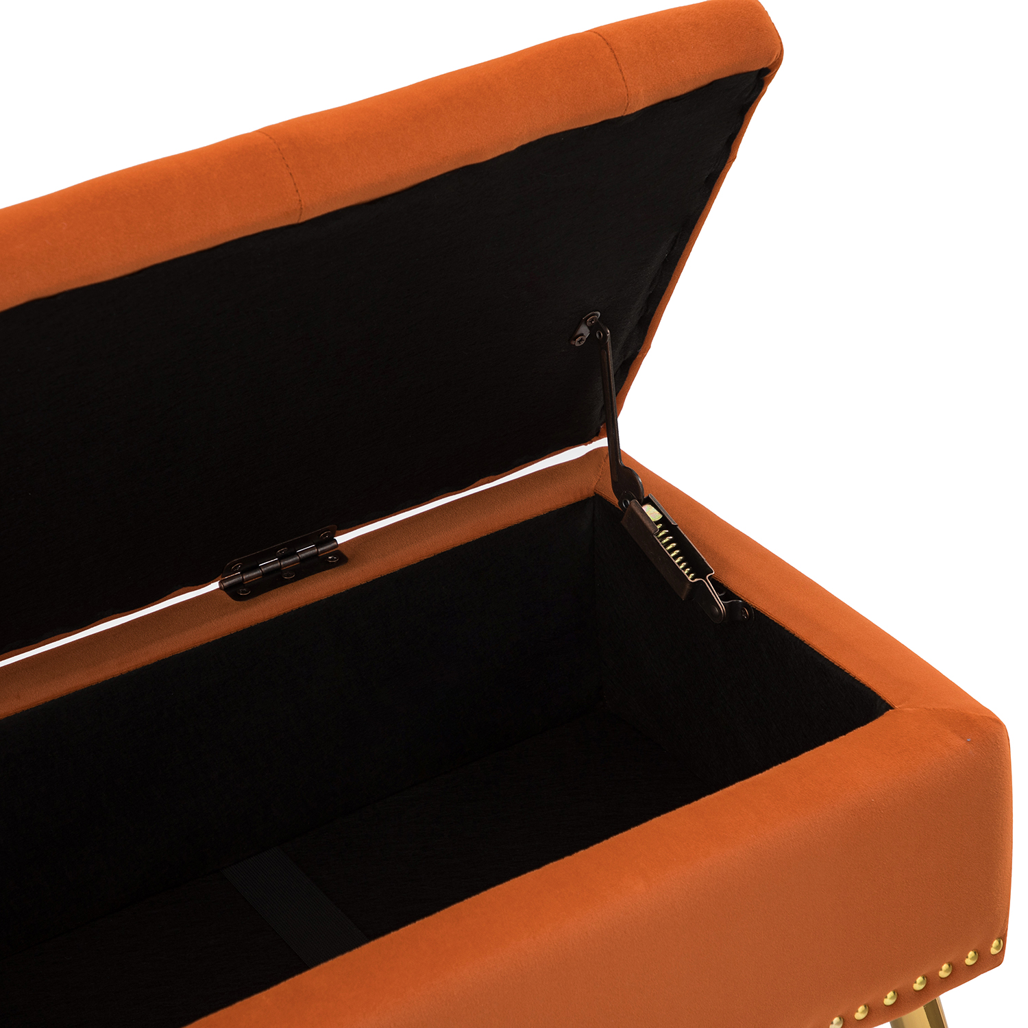 Achilles Orange Tufted Nailhead Storage Bench 5 Achilles Orange Tufted Nailhead Storage Bench - Image 5