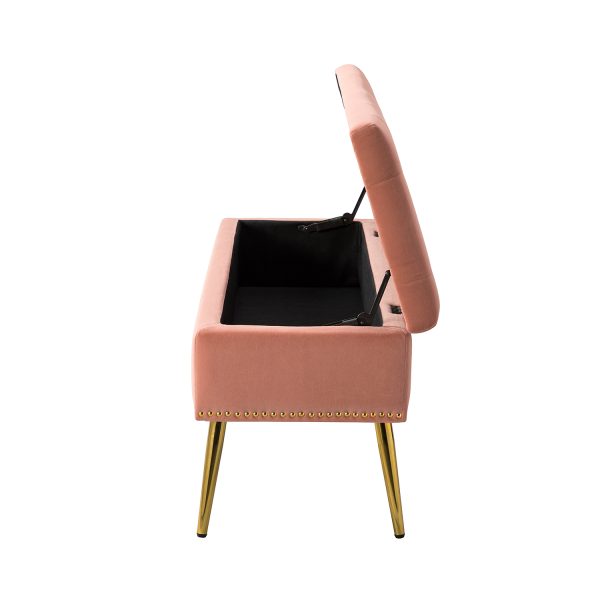 Achilles Pink Tufted Nailhead Storage Bench 2