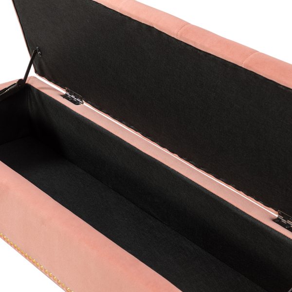 Achilles Pink Tufted Nailhead Storage Bench 4