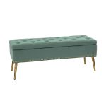 Achilles Sage Tufted Nailhead Storage Bench