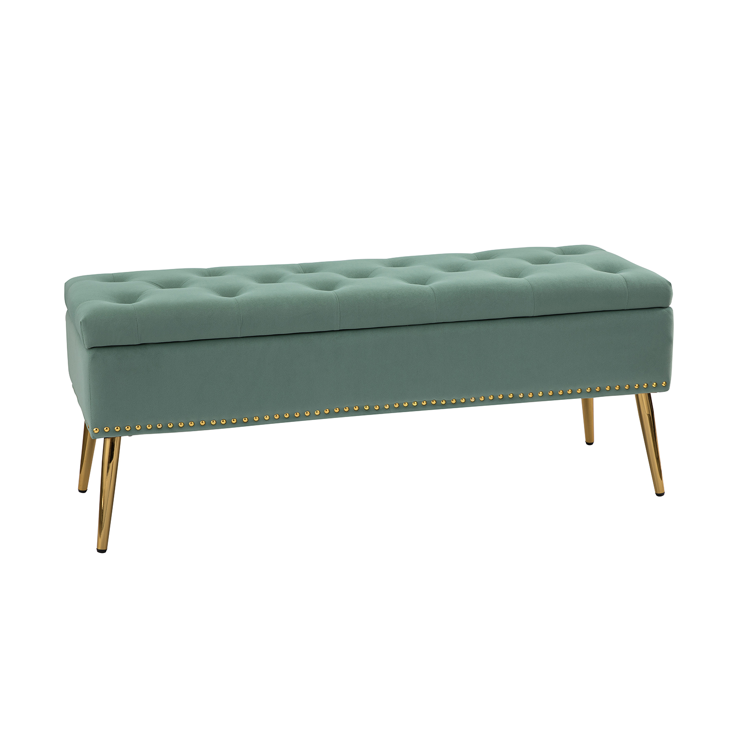 Achilles Sage Tufted Nailhead Storage Bench 2 Achilles Sage Tufted Nailhead Storage Bench - Image 2