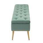Achilles Sage Tufted Nailhead Storage Bench