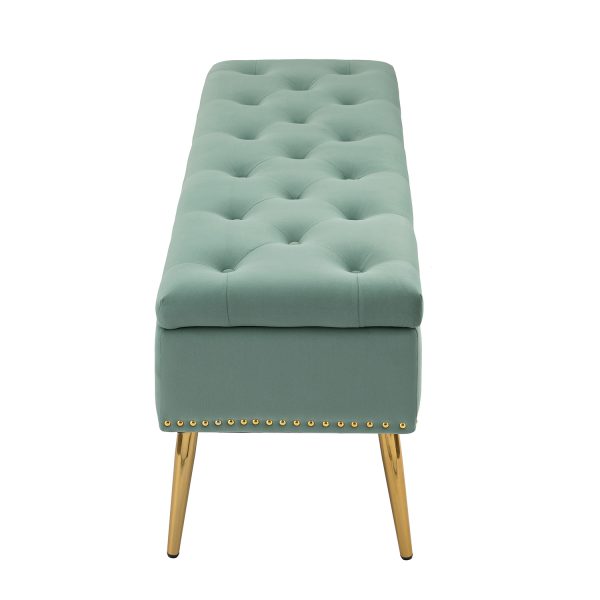 Achilles Sage Tufted Nailhead Storage Bench 2