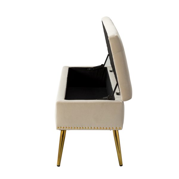 Achilles Tan Tufted Nailhead Storage Bench 2